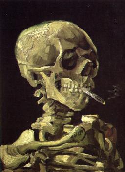Skull with Burning Cigarette between the Teeth